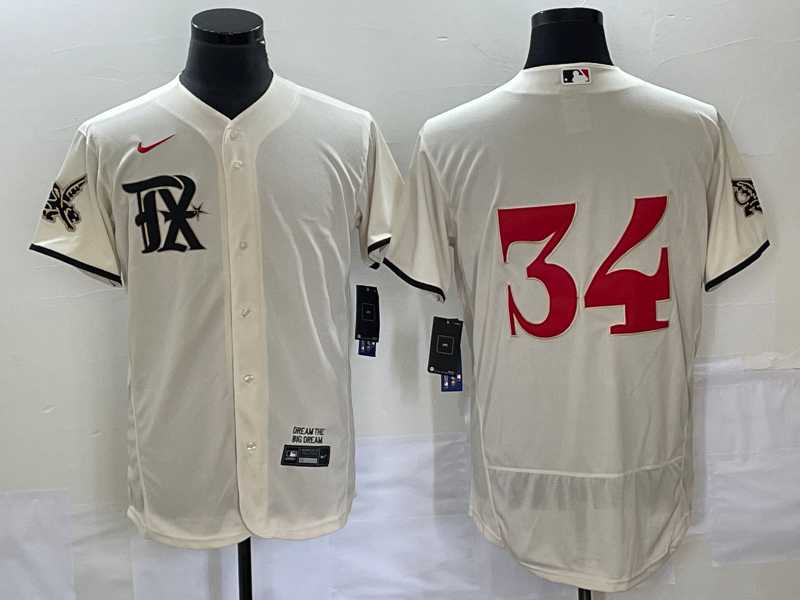 Men%27s Texas Rangers #34 Nolan Ryan Cream 2023 City Connect Flex Base Stitched Jersey